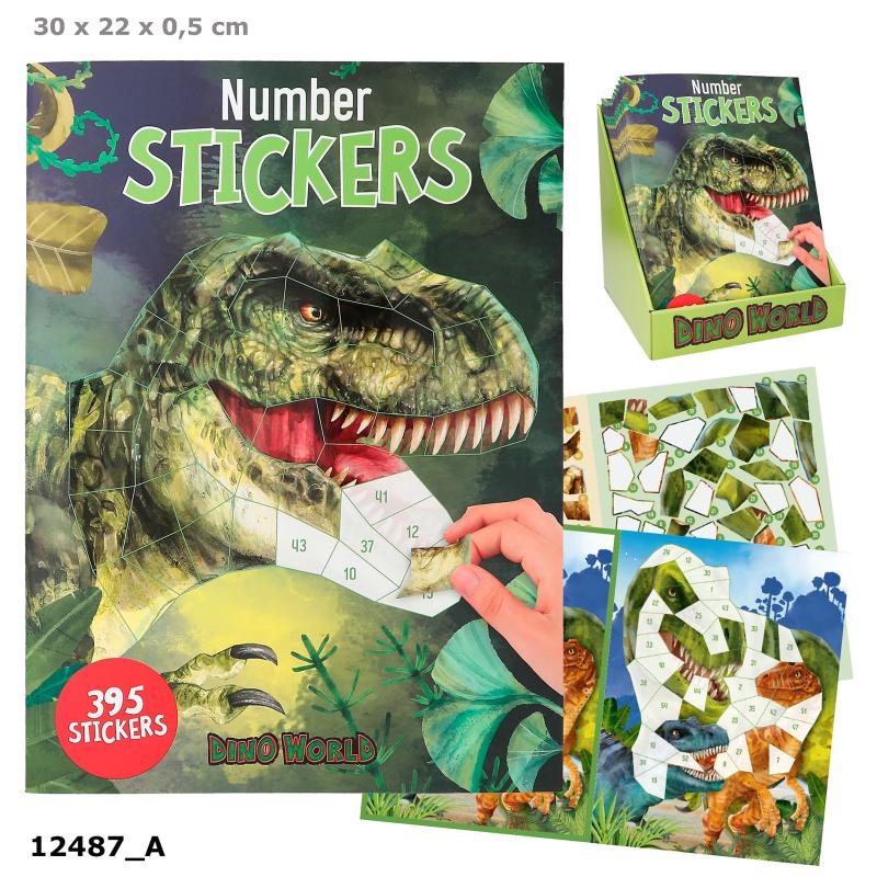 Dino World Nummer Stickersbog