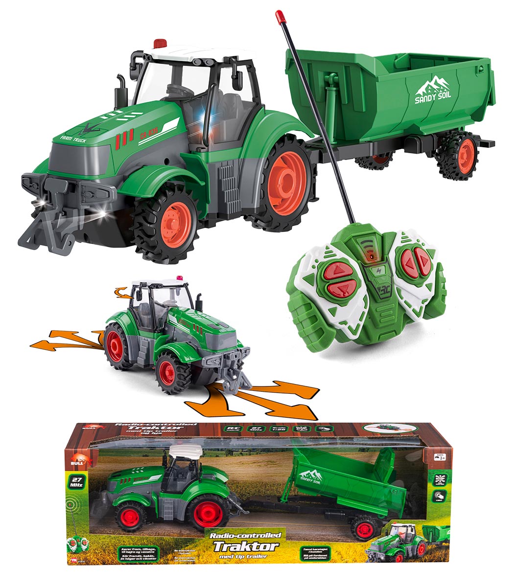 BULL R/C Traktor Med Anhænger