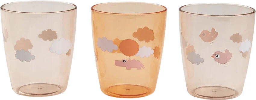 Done by Deer 3-pak Mini Glas Happy Clouds, Papaya