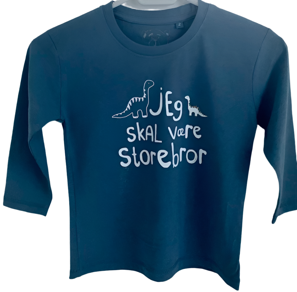 Jeg Skal Være Storebror T-shirt L/S Dinosaur Denim Blå