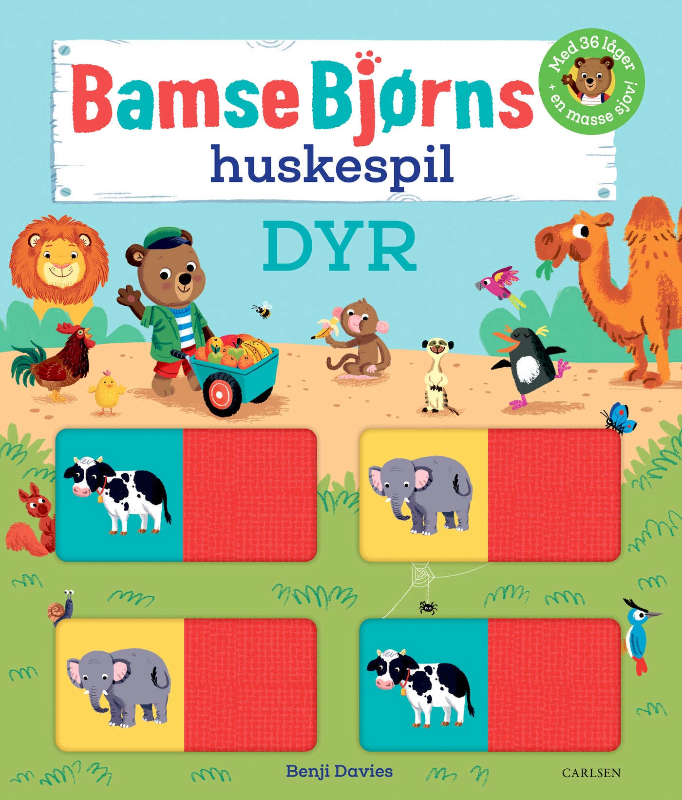 Børnebog, Bamse Bjørns Bog Med Huskespil Med Dyr