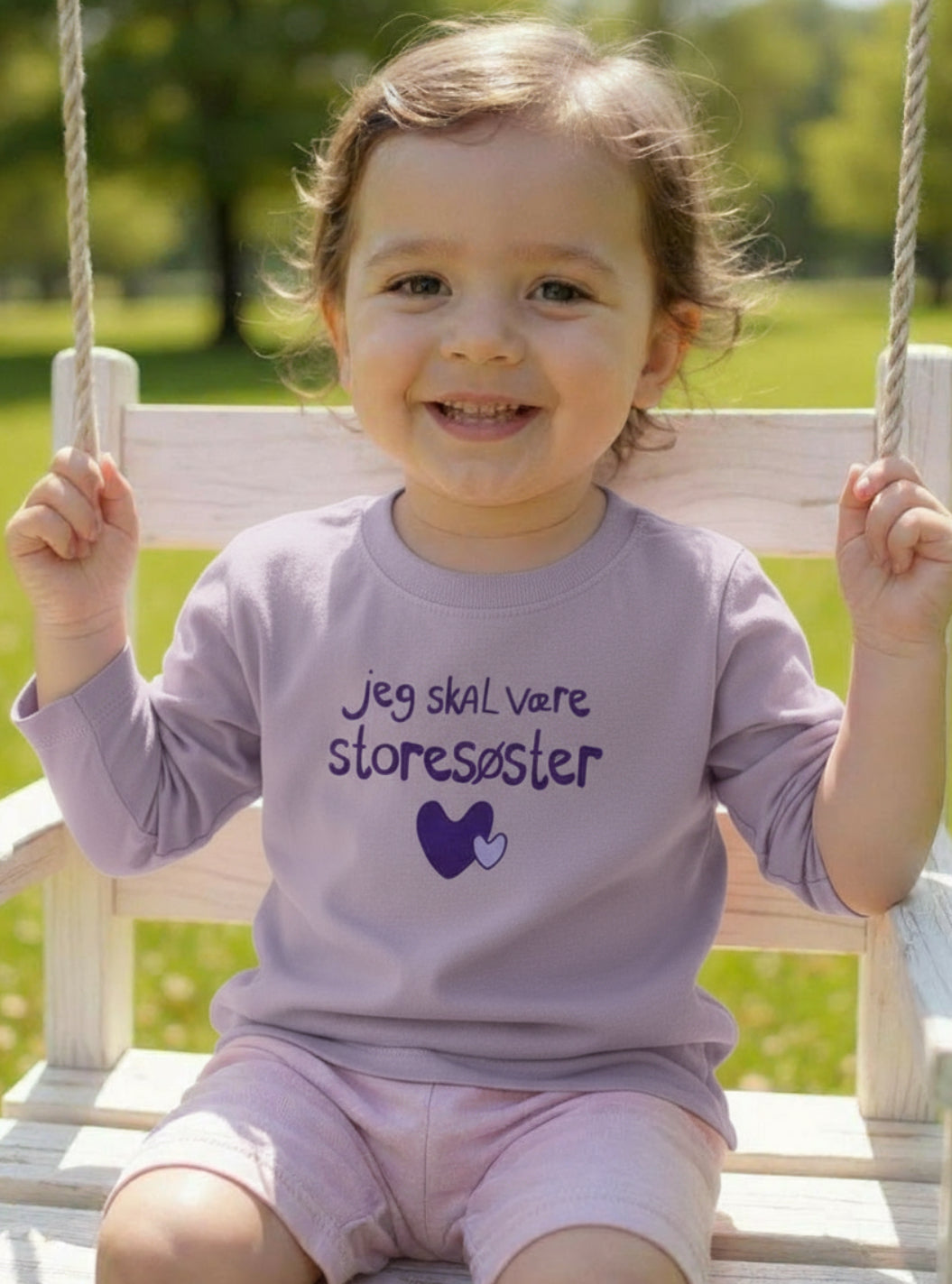 Jeg Skal Være Storesøster T-Shirt L/S, Lavender Med Lilla print