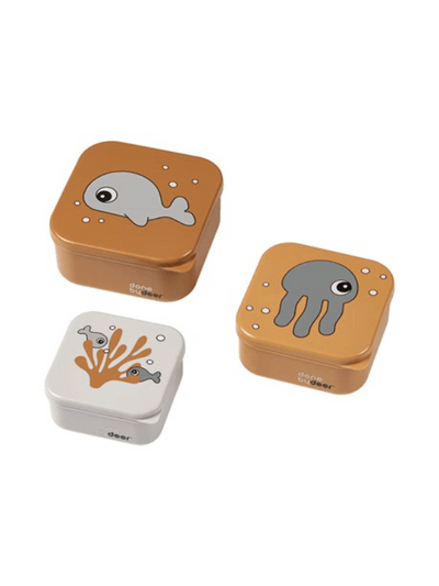 Done by Deer Snackbokse Sæt 3-Stk. Sea Friends Sennep/Grå