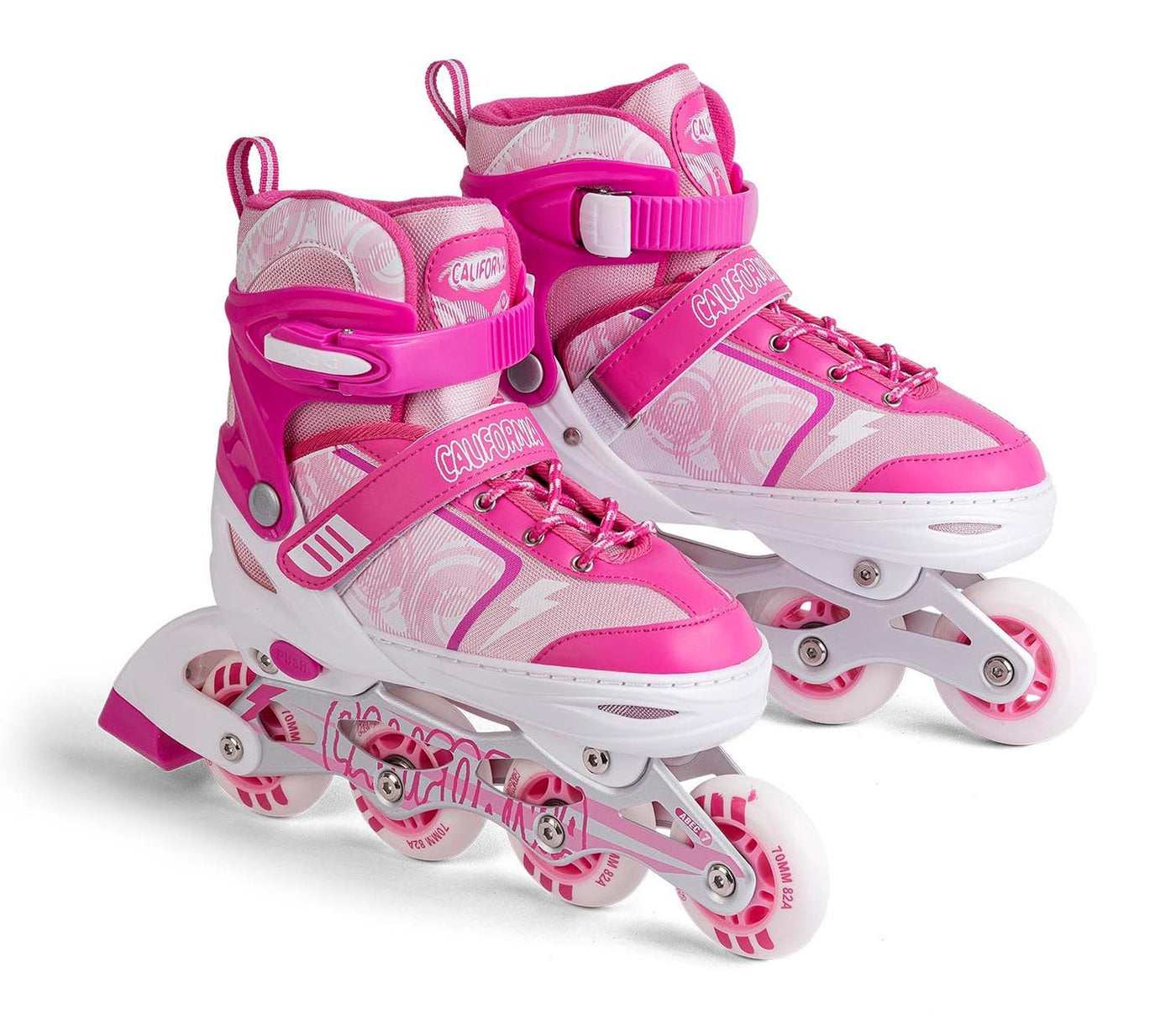 California Rulleskøjter Pink/Hvid, Str. 39-42