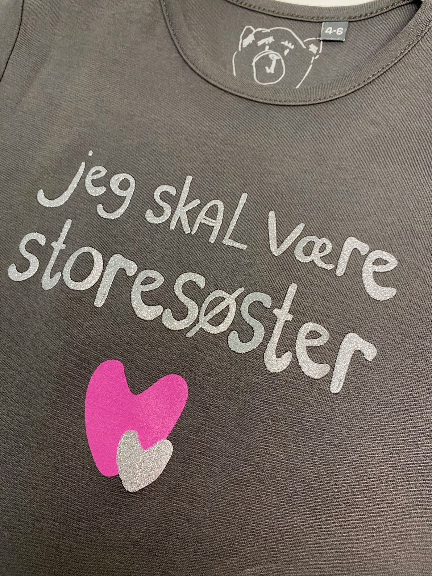 Jeg Skal Være Storesøster T-Shirt L/S, Steel Grey