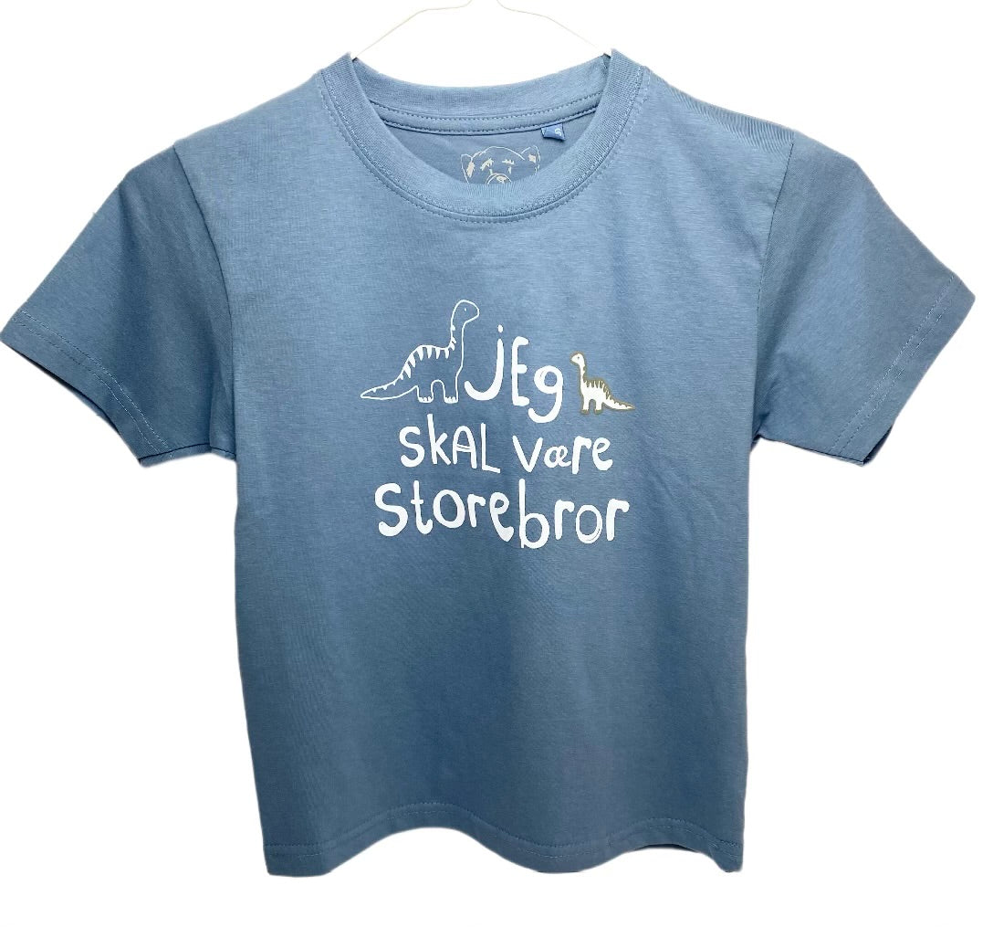 Jeg Skal Være Storebror T-shirt S/S Dinosaur Denim Blå