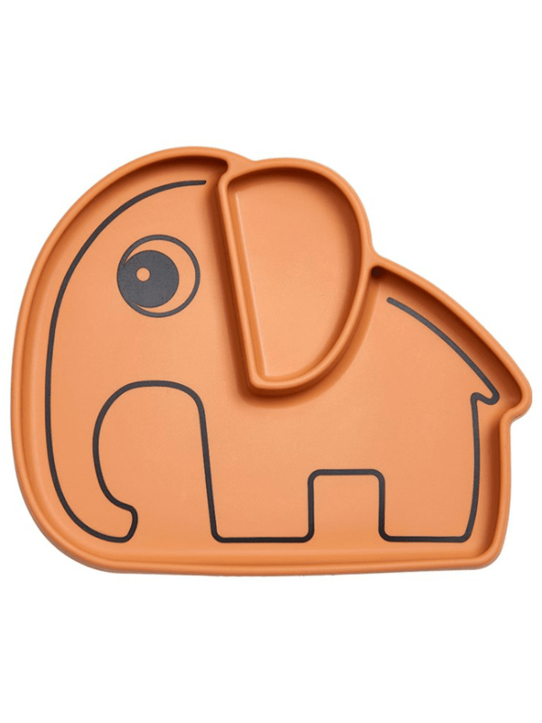 Done by Deer Silikone Tallerken Med Sugekop, Elefant, Mustard