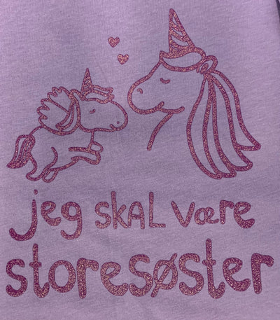 Jeg Skal Være Storesøster T-Shirt L/S, Lavender Med Lilla Krystalina Tryk